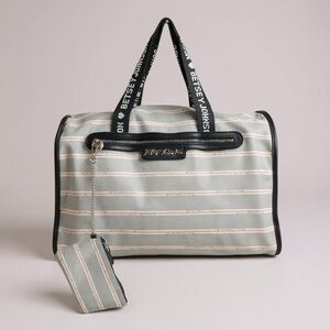 Weekender Victoria Secret XL‎ Large Metallic & Black Purse Tote Bag